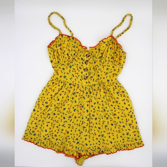 Urban Outfitters Pants - Urban Outfitters Floral Romper – XS Sunflower Yellow